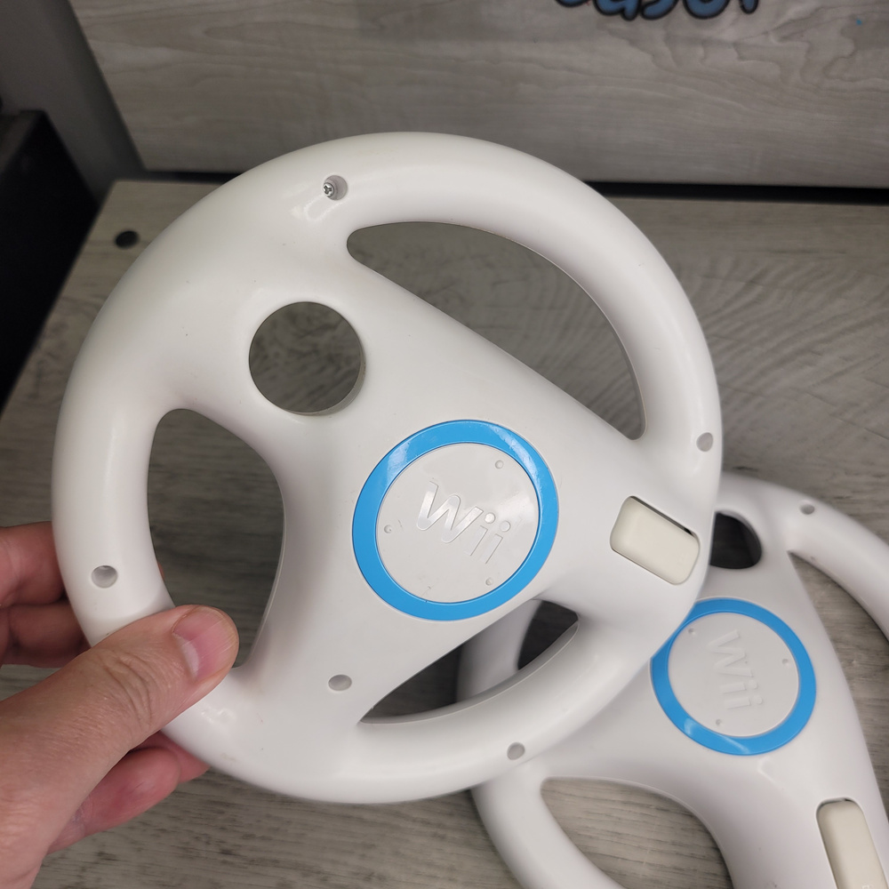 Nintendo Wii Steering Wheel Controller White Blue 2 Pack - Used - Picture 3 of 5